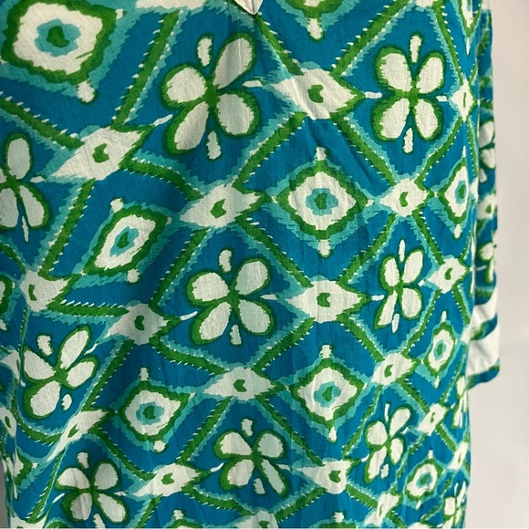 Peppermint Bay Vibrant Floral V-Neck Beach Cover Up Top Travel Vacation Large - Picture 4 of 16